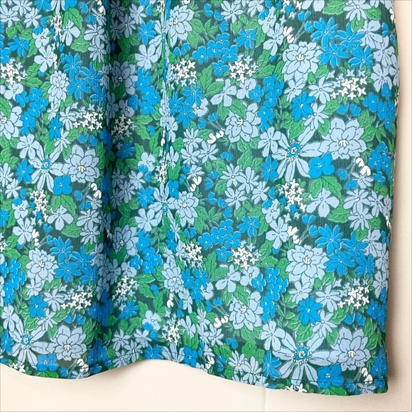 J. Crew Ruffle Trim Short Sleeve Top Hyacinth Fields XS blue floral blouse flowy - Picture 3 of 12